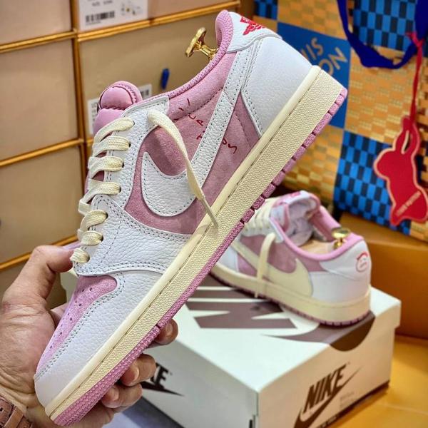 Giày Jordan 1 Low OG Travis Scott Màu Hồng Shy Like Auth