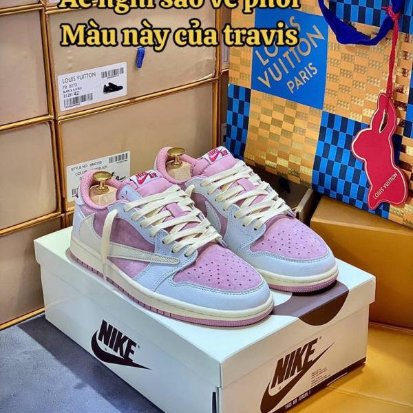 Giày Jordan 1 Low OG Travis Scott Màu Hồng Shy Like Auth