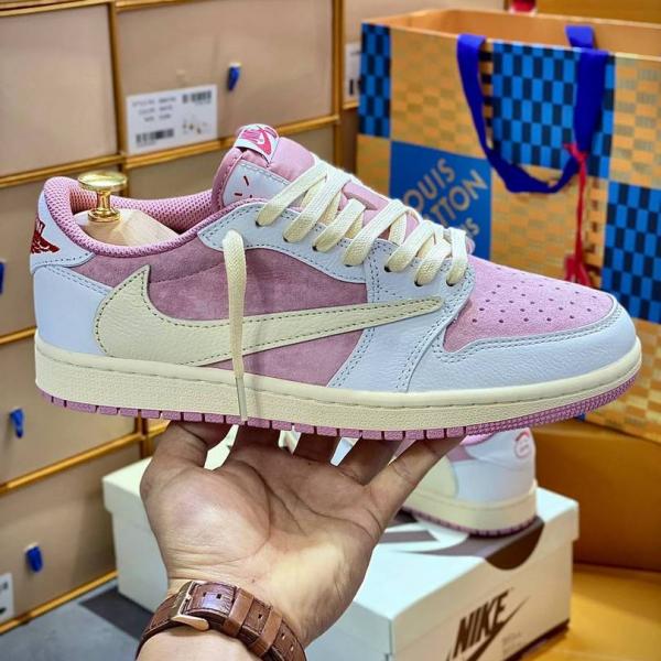 Giày Jordan 1 Low OG Travis Scott Màu Hồng Shy Like Auth