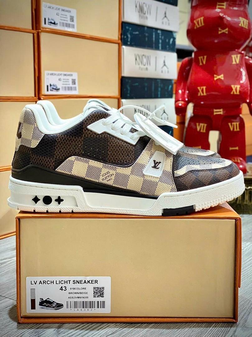 Giày Louis Vuitton LV Trainer #54 Damier Ebene Multi Like Auth