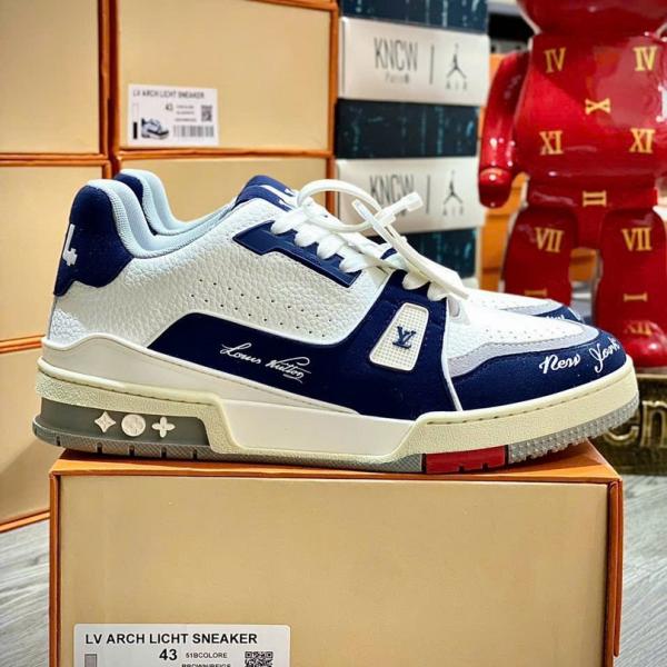 Giày Louis Vuition Trainer White Navy Best Quality