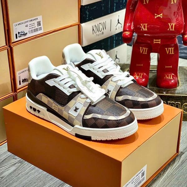 Giày Louis Vuitton LV Trainer #54 Damier Ebene Multi Like Auth