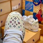 Giày Louis Vuitton Lv Trainer #54 Monogram-printed Grained Calf Leather Beige Best Quality