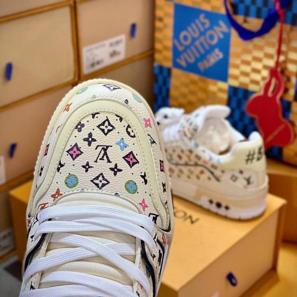 Giày Louis Vuitton Lv Trainer #54 Monogram-printed Grained Calf Leather Beige Best Quality