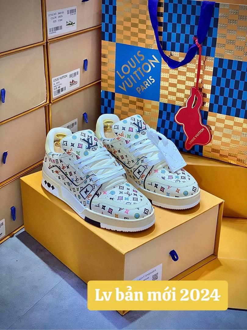 Giày Louis Vuitton Lv Trainer #54 Monogram-printed Grained Calf Leather Beige Best Quality