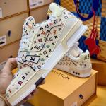 Giày Louis Vuitton Lv Trainer #54 Monogram-printed Grained Calf Leather Beige Best Quality