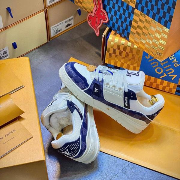 Giày Louis Vuitton LV Trainer Damier Denim Blue Best Quality
