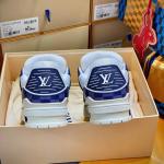 Giày Louis Vuitton LV Trainer Damier Denim Blue Best Quality