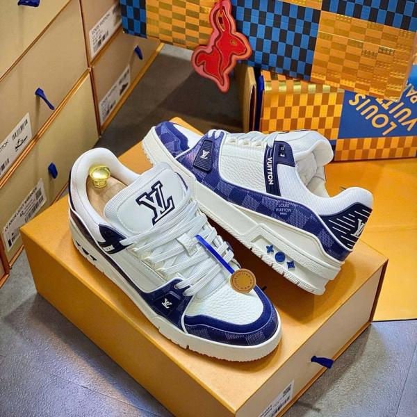 Giày Louis Vuitton LV Trainer Damier Denim Blue Best Quality