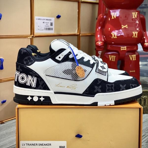 Giày Louis Vuitton Lv Trainer Monogram Black quai Velcro Best Quality