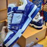 Giày Louis Vuitton LV Trainer Monogram Denim White Blue Best Quality