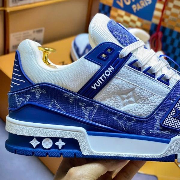 Giày Louis Vuitton LV Trainer Monogram Denim White Blue Best Quality