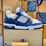 Giày Louis Vuitton LV Trainer Monogram Denim White Blue Best Quality