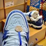 Giày Louis Vuitton LV Trainer Monogram Denim White Blue Best Quality