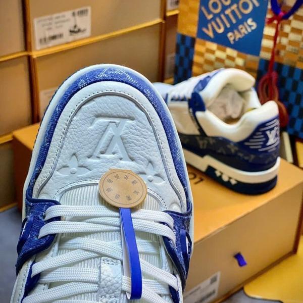 Giày Louis Vuitton LV Trainer Monogram Denim White Blue Best Quality
