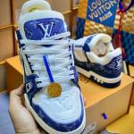 Giày Louis Vuitton LV Trainer Monogram Denim White Blue Best Quality