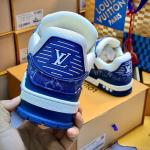Giày Louis Vuitton LV Trainer Monogram Denim White Blue Best Quality