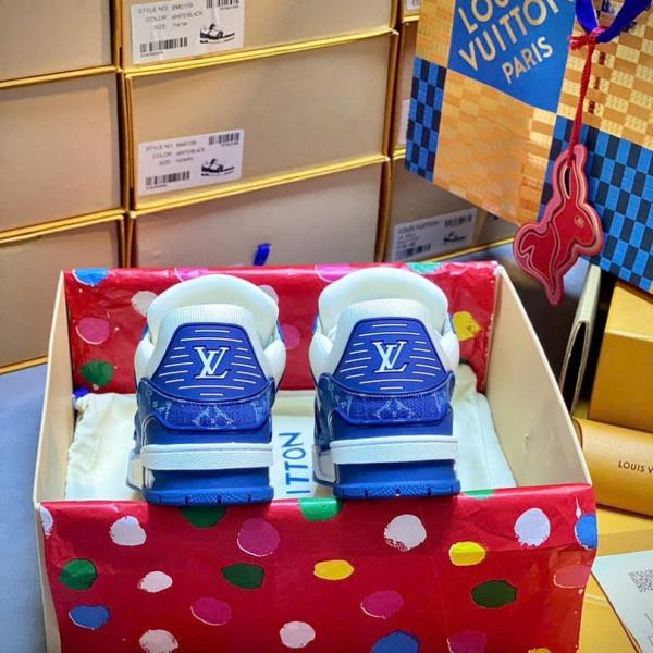 Giày Louis Vuitton LV Trainer Monogram Denim White Blue Best Quality