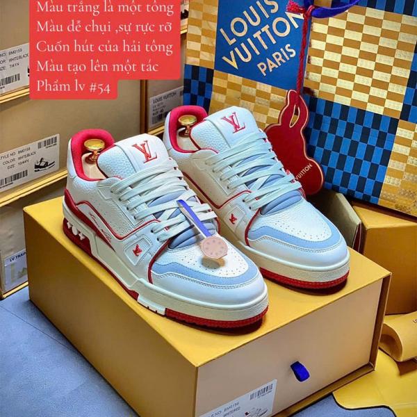 Giày Louis Vuitton Trainer #54 Signature White Red Best Quality