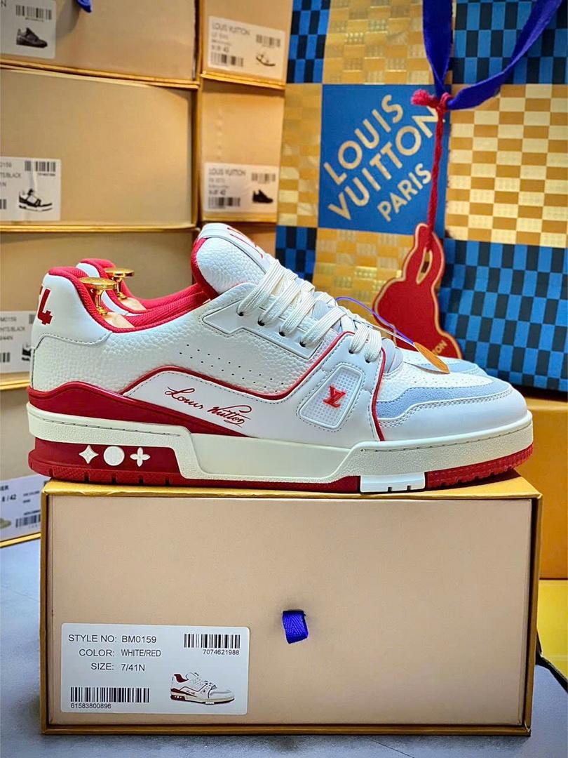 Giày Louis Vuitton Trainer #54 Signature White Red Best Quality