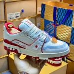 Giày Louis Vuitton Trainer #54 Signature White Red Best Quality