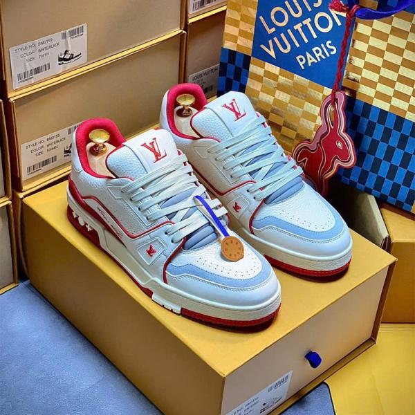 Giày Louis Vuitton Trainer #54 Signature White Red Best Quality