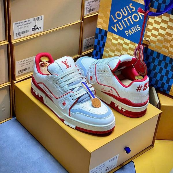 Giày Louis Vuitton Trainer #54 Signature White Red Best Quality