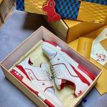 Giày Louis Vuitton Trainer #54 Signature White Red Best Quality