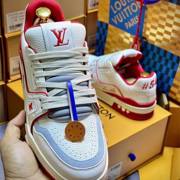 Giày Louis Vuitton Trainer #54 Signature White Red Best Quality