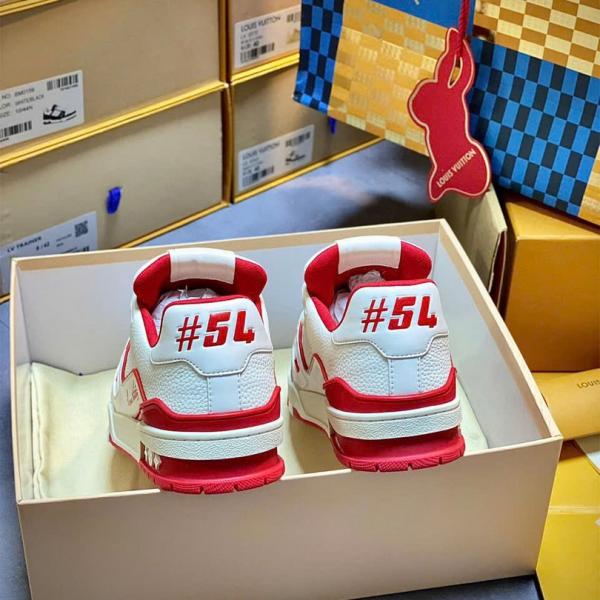 Giày Louis Vuitton Trainer #54 Signature White Red Best Quality