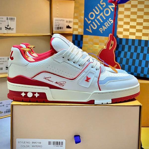 Giày Louis Vuitton Trainer #54 Signature White Red Best Quality