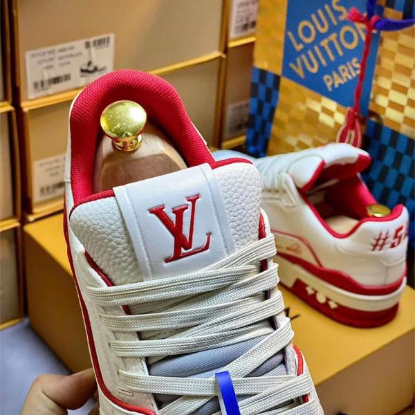 Giày Louis Vuitton Trainer #54 Signature White Red Best Quality