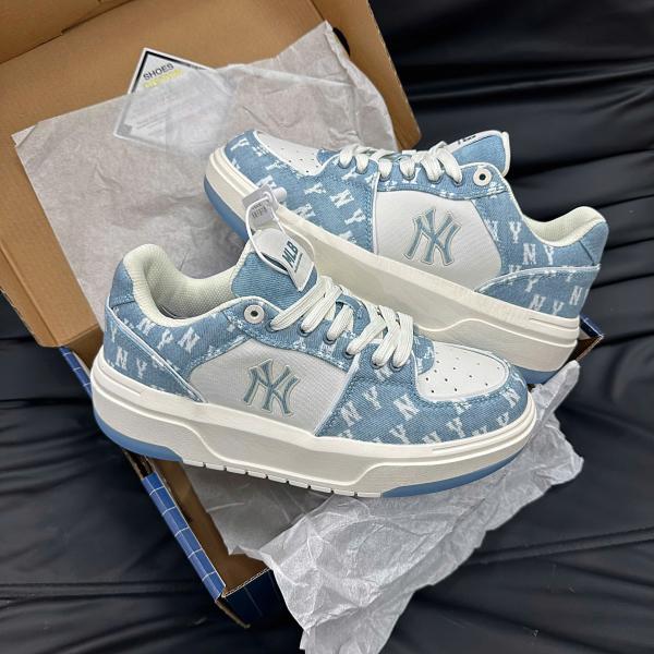 Giày MLB Korea Chunky Liner Denim Classic Mono New York Yankees Skyblue
