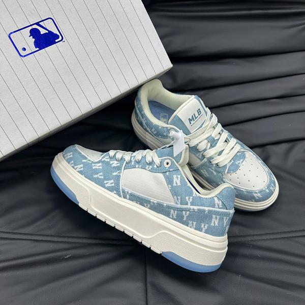 Giày MLB Korea Chunky Liner Denim Classic Mono New York Yankees Skyblue
