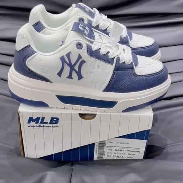 Giày MLB Korea Chunky Liner Denim Classic Mono New York Yankees Navy