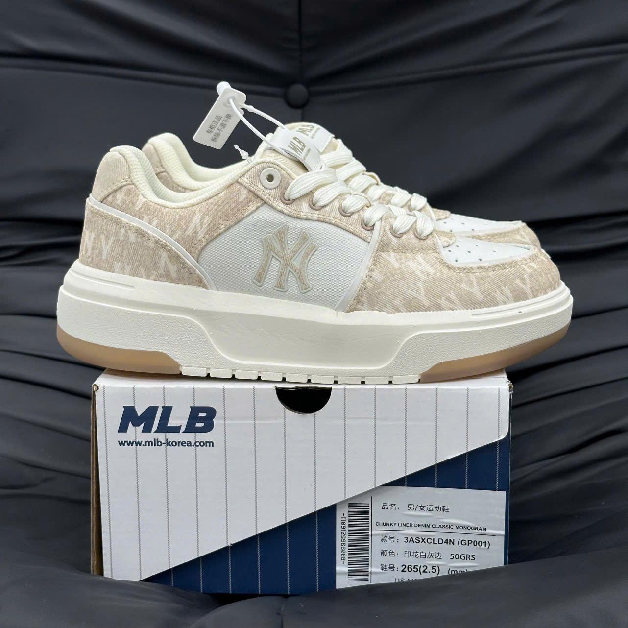 Giày MLB Korea Chunky Liner Denim Mono SL New York Yankees