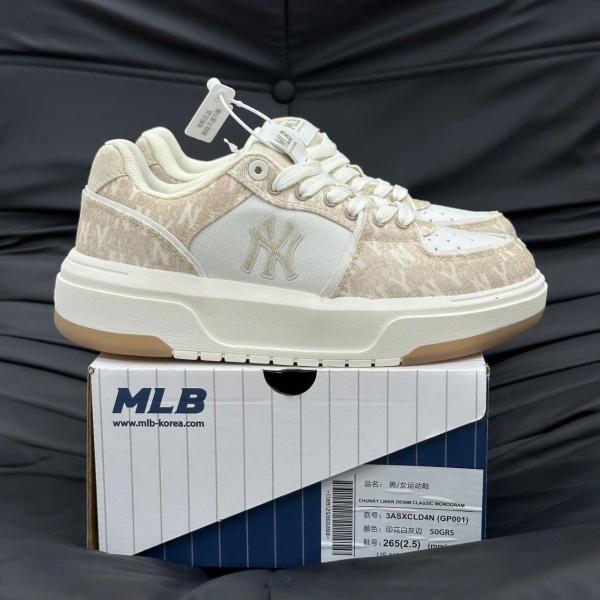 Giày MLB Korea Chunky Liner Denim Mono SL New York Yankees