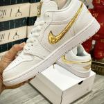 Giày Nike Air Jordan 1 Low White Swosh Gold