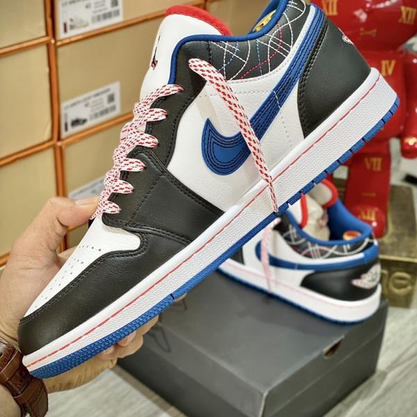 Giày Nike Air Jordan 1 Low ‘White Industrial Blue Siren Red’ Like Auth (Sashiko)