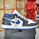 Giày Nike Air Jordan 1 Low ‘White Industrial Blue Siren Red’ Like Auth (Sashiko)