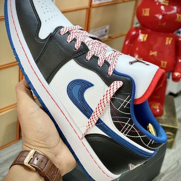Giày Nike Air Jordan 1 Low ‘White Industrial Blue Siren Red’ Like Auth (Sashiko)