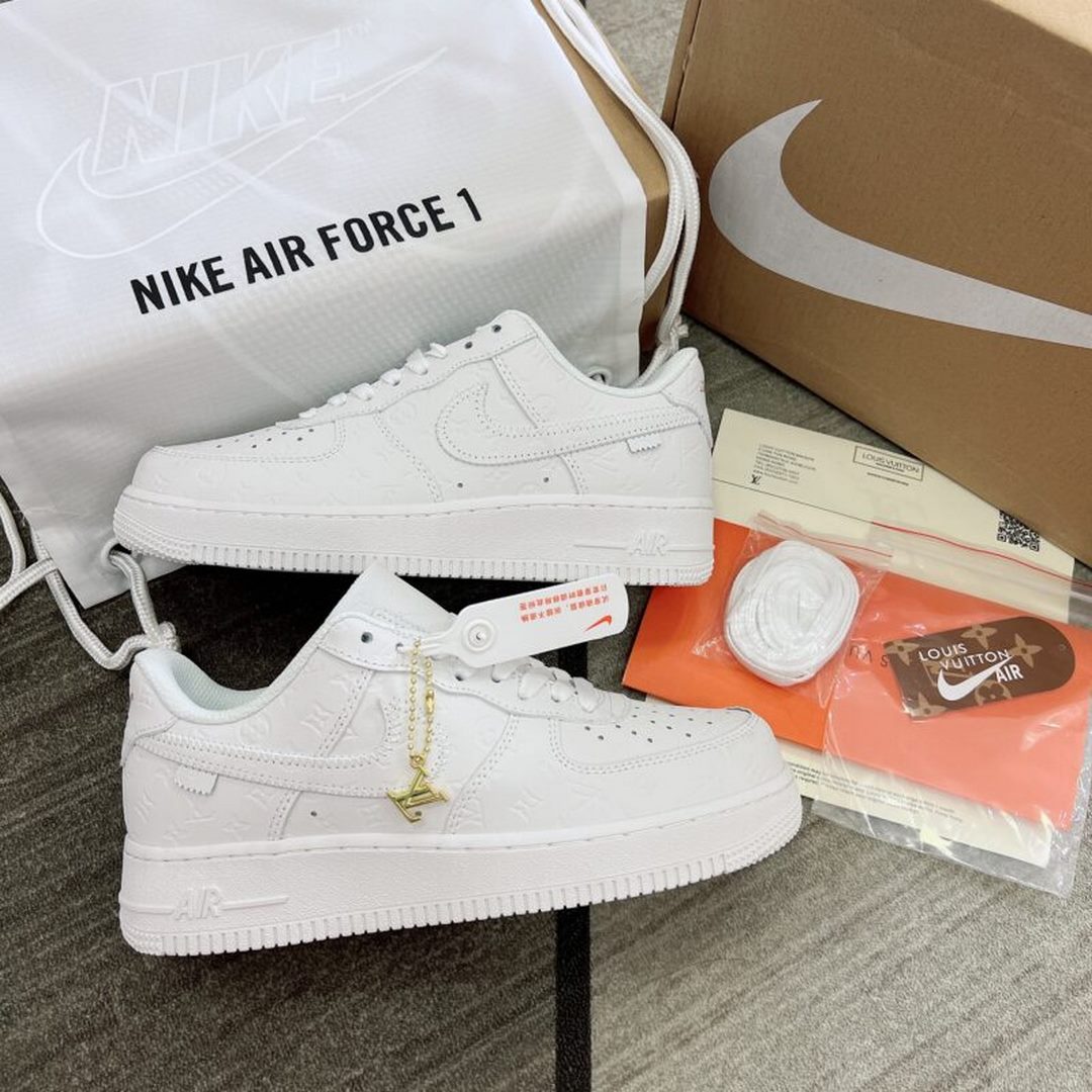 Giày Nike Air Force 1 Louis Vuitton Full White Cao Cấp Giá Ưu Đãi